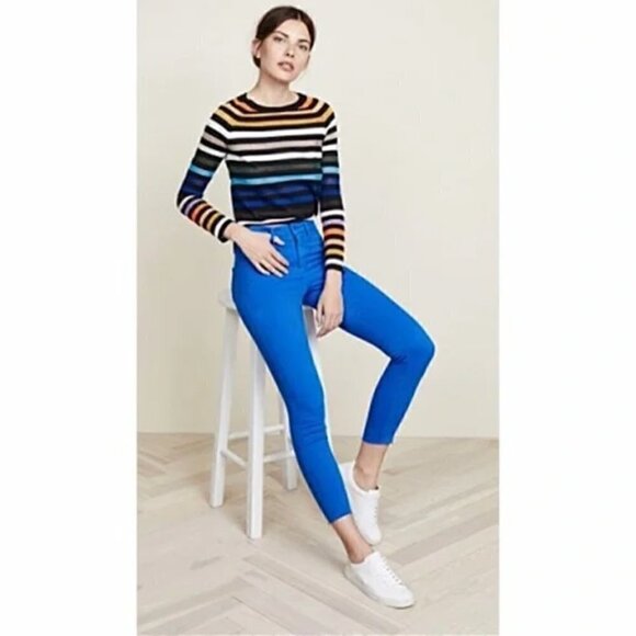 NWT L'Agence High Rise Cropped Blue Skinny Jeans Size 25 - Picture 6 of 8